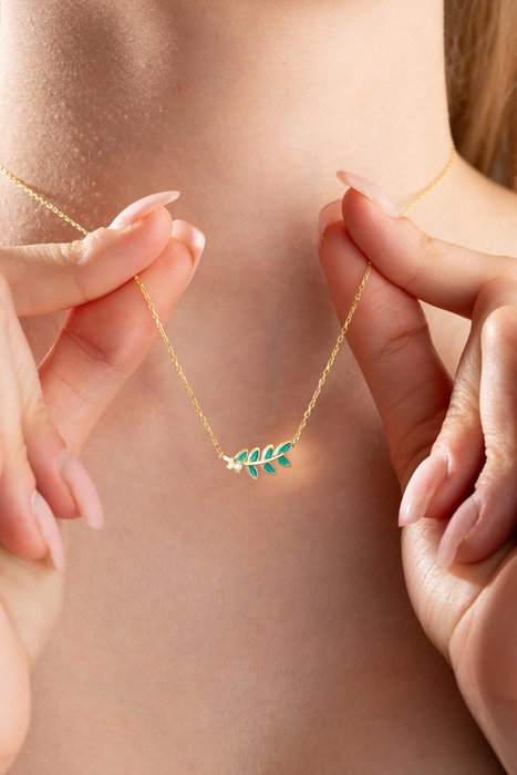 Heliophilia Silver Collar de Plata con Baño de Oro y Circón Verde